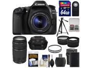 Canon EOS 80D Wi Fi Digital SLR Camera EF S 18 55mm IS STM with 75 300mm III Lens 64GB Battery Charger Case Tripod Tele Wide Lens Kit