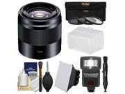 Sony Alpha E Mount 50mm f 1.8 OSS Lens Black with Flash Soft Box Diffuser 3 Filters Kit for A7 A7R A7S Mark II A5100 A6000 A6300 Cameras