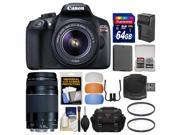 Canon EOS Rebel T6 Wi Fi Digital SLR Camera EF S 18 55mm IS II with 75 300mm III Lens 64GB Card Case Battery Charger Filters Kit