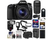 Canon EOS 80D Wi Fi Digital SLR Camera EF S 18 55mm IS STM with 75 300mm III Lens 64GB Battery Case Flash LED Light Mic Stabilizer Kit