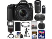 Canon EOS 80D Wi Fi Digital SLR Camera 18 135mm IS USM with 55 250mm IS STM Lens 64GB Card Battery Case Filters Tripod Flash Kit