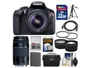 Canon EOS Rebel T6 Wi Fi Digital SLR Camera EF S 18 55mm IS II with 75 300mm III Lens 32GB Card Case Battery Tele Wide Lenses Kit