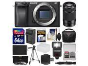 Sony Alpha A6300 4K Wi Fi Digital Camera Body with 55 210mm Lens 64GB Card Case Flash Battery Charger Filters Kit
