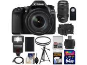 Canon EOS 80D Wi Fi Digital SLR Camera EF S 18 135mm IS USM with 70 300mm IS USM Lens 64GB Card Battery Case Filters Tripod Flash Kit