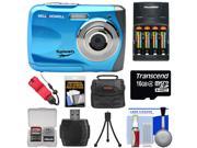 Bell Howell Splash WP7 Waterproof Digital Camera Blue with Batteries Charger 16GB Card Case Kit