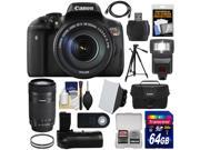 Canon EOS Rebel T6i Wi Fi Digital SLR Camera EF S 18 135mm IS 55 250mm IS STM Lens 64GB Card Case Grip Filters Tripod Flash Kit