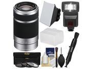 Sony Alpha E Mount 55 210mm f 4.5 6.3 Zoom Lens Silver Flash Soft Box Diffuser 3 Filters Kit for A7 A7R A7S Mark II A5100 A6000 A6300