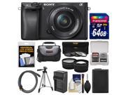 Sony Alpha A6300 4K Wi Fi Digital Camera 16 50mm Lens with 64GB Card Case Battery Charger Tripod 3 Filters Kit
