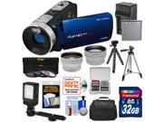 Bell Howell Fun Flix DV50HD 1080p HD Video Camera Camcorder Blue 32GB Battery Charger Case Tripod LED Filters Tele Wide Lens Kit
