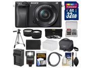 Sony Alpha A6300 4K Wi Fi Digital Camera 16 50mm Lens with 32GB Card Case Flash Battery Charger Tripod 3 Filters Kit