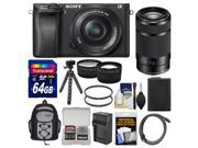 Sony Alpha A6300 4K Wi Fi Digital Camera 16 50mm with 55 210mm Lens 64GB Card Case Battery Charger Flex Tripod Filters Kit