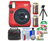 Fujifilm Instax Mini 70 Instant Film Camera Passion Red with 40 Prints Case Batteries Flex Tripod Kit