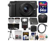 Panasonic Lumix DMC GX85 4K Wi Fi Digital Camera 12 32mm Lens Black with 64GB Card Case Flash Battery Tripod Tele Wide Lens Kit