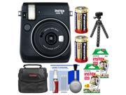 Fujifilm Instax Mini 70 Instant Film Camera Midnight Black with 40 Prints Case Batteries Flex Tripod Kit