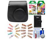 Fujifilm Groovy Camera Case for Instax Mini 8 Black with Mini Wallet 20 Twin Color 10 Rainbow Prints Wood Peg Clips Cleaning Kit