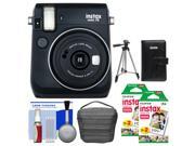 Fujifilm Instax Mini 70 Instant Film Camera Midnight Black with 40 Prints Case Album Tripod Kit