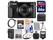 Canon PowerShot G7 X Mark II Wi Fi Digital Camera with 64GB Card Case Flash Battery Charger Tripod Strap Kit