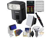 Sony Alpha HVL F32M Compact Flash with Soft Box Diffuser Bouncer Color Gels Batteries Charger Kit