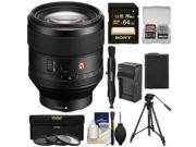 Sony Alpha E Mount FE 85mm f 1.4 GM Lens with 64GB Card Battery Charger Tripod 3 Filters Kit for A7 A7R A7S Mark II Cameras