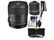 Sigma 35mm f 1.4 Art DG HSM Lens with 3 Filters Sling Strap Pouch Kit for Sony Alpha A Mount DSLR Cameras