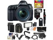 Canon EOS 5D Mark IV 4K Wi Fi Digital SLR Camera 24 70mm f 4L IS USM Lens 128GB CF Card Battery Charger Backpack Flash LED Light Microphone Kit