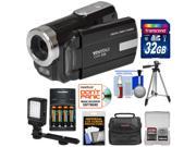 Vivitar DVR 508 HD Digital Video Camera Camcorder Black with 32GB Card Batteries Charger Case LED Video Light Tripod Kit