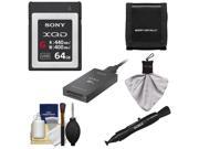 Sony 64GB G Series XQD Memory Card with Sony MRW E90 USB 3.1 Reader DSLR Cleaning Kit