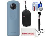 Ricoh Theta SC 360 Degree Spherical Digital Camera Blue with 5000mAh Power Bank Case Selfie Stick Kit