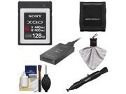 Sony 128GB G Series XQD Memory Card with Sony MRW E90 USB 3.1 Reader DSLR Cleaning Kit