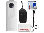 Ricoh Theta SC 360 Degree Spherical Digital Camera White with 5000mAh Power Bank Case Selfie Stick Kit
