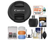 Canon E 52II 52mm Snap On Lens Cap with Flash Diffusers Card Reader Cleaning Kit