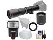 Vivitar 500mm f 8.0 Telephoto Lens T Mount 2x Teleconverter =1000mm Flash 2 Diffusers Kit for Canon EOS Digital SLR Camera