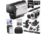 Sony Action Cam HDR AS300 Wi Fi HD Video Camera Camcorder with Finger Grip Suction Cup Helmet Mount 64GB Card Battery Charger Case Kit