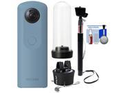 Ricoh Theta SC 360 Degree Spherical Digital Camera Blue with TH 2 Weatherproof Hard Case Time Lapse Device Monopod Selfie Stick Kit