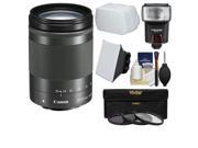 Canon EF M 18 150mm f 3.5 6.3 IS STM Zoom Lens Graphite with Flash 3 Filters Soft Box Diffuser Kit