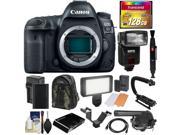 Canon EOS 5D Mark IV 4K Wi Fi Digital SLR Camera Body with 128GB CF Card Battery Charger Backpack Flash LED Video Light Microphone Kit