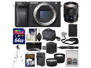 Sony Alpha A6300 4K Wi Fi Digital Camera Body with 16 70mm f 4 Lens 64GB Card Case Battery Charger Tripod Tele Wide Lens Kit