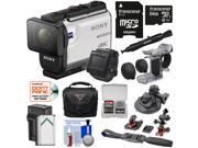 Sony Action Cam FDR X3000R Wi Fi GPS 4K HD Video Camera Camcorder Live View Remote Finger Grip Suction Cup Helmet Mount 64GB Card Battery Charger