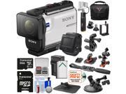 Sony Action Cam HDR AS300R Wi Fi HD Video Camera Camcorder Live View Remote with Helmet Bike Suction Cup Mounts 64GB Battery Charger Power Grip Cas