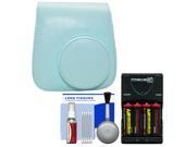 Fujifilm Groovy Case for Instax Mini 9 Instant Camera (Ice Blue) with (4) Batteries & Charger + Cleaning Kit
