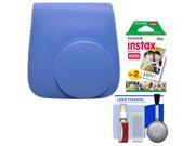 Fujifilm Groovy Case for Instax Mini 9 Instant Camera (Cobalt Blue) with 20 Twin Prints + Cleaning Kit