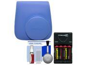 Fujifilm Groovy Case for Instax Mini 9 Instant Camera (Cobalt Blue) with (4) Batteries & Charger + Cleaning Kit