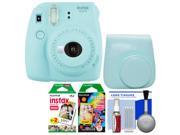Fujifilm Instax Mini 9 Instant Film Camera (Ice Blue) with Case + 20 Twin & 10 Rainbow Prints + Cleaning Kit