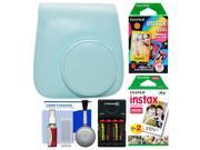 Fujifilm Groovy Case for Instax Mini 9 Instant Camera (Ice Blue) with 20 Twin & 10 Rainbow Prints + Batteries & Charger + Cleaning Kit