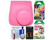 Fujifilm Groovy Case for Instax Mini 9 Instant Camera (Flamingo Pink) with 20 Twin & 10 Rainbow Prints + Batteries & Charger + Cleaning Kit