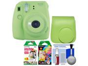 Fujifilm Instax Mini 9 Instant Film Camera (Lime Green) with Case + 20 Twin & 10 Rainbow Prints + Cleaning Kit