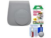 Fujifilm Groovy Case for Instax Mini 9 Instant Camera (Smokey White) with 20 Twin Prints + Cleaning Kit
