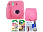 Fujifilm Instax Mini 9 Instant Film Camera (Flamingo Pink) with Case + 20 Twin & 10 Rainbow Prints + Cleaning Kit
