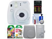 Fujifilm Instax Mini 9 Instant Film Camera (Smokey White) with Case + Photo Album + 20 Twin & 10 Rainbow Prints + Batteries & Charger + Cleaning Kit