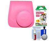 Fujifilm Groovy Case for Instax Mini 9 Instant Camera (Flamingo Pink) with 20 Twin Prints + Cleaning Kit